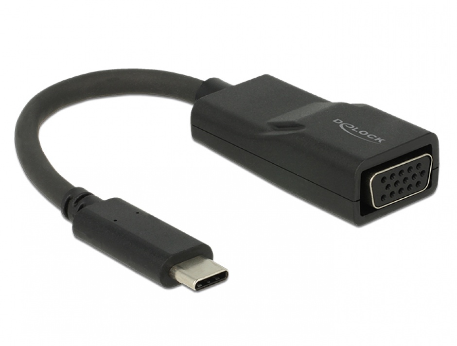 Adaptor USB-C la VGA Delock 62796, Negru