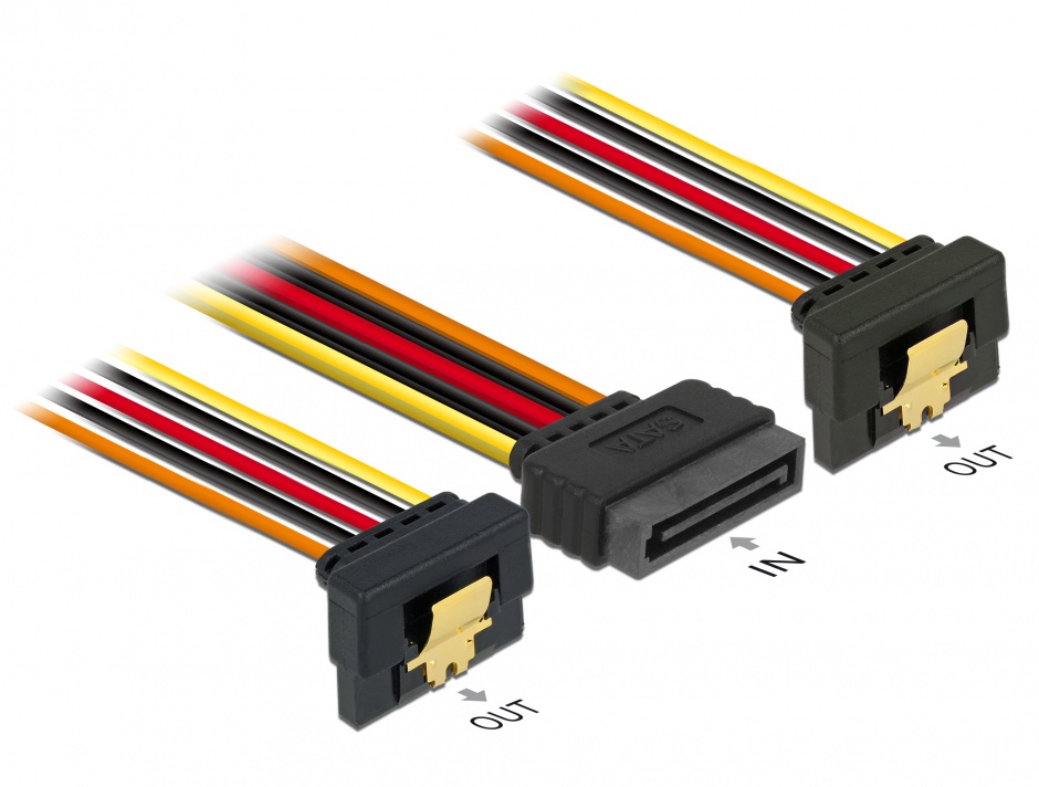 Cablu alimentare SATA 15p la 2xSATA T-M Delock
