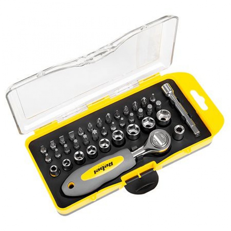 Set Biti cu Clichet 38 Piese OEM, Crom-Vanadiu