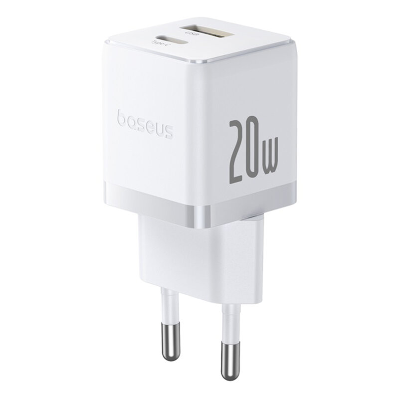 Încărcător Rețea Baseus Palm Quick Charge 20W USB-C și USB Alb - imagine 5
