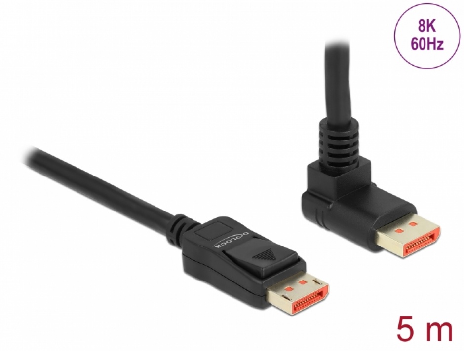 Cablu DisplayPort 8K Delock 5m, HDR, Unghi 90°