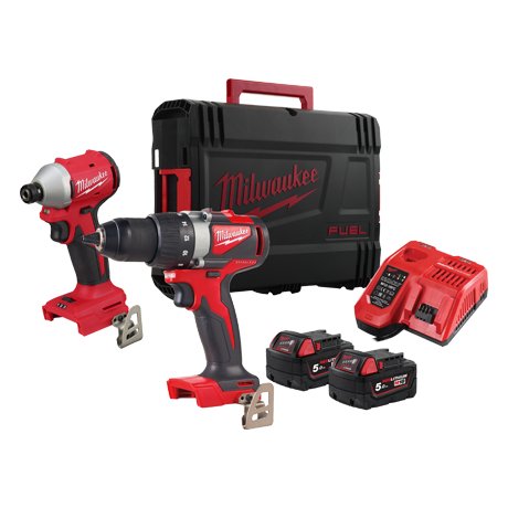 Kit profesional Milwaukee M18, 2 scule brushless, 2x M18B5