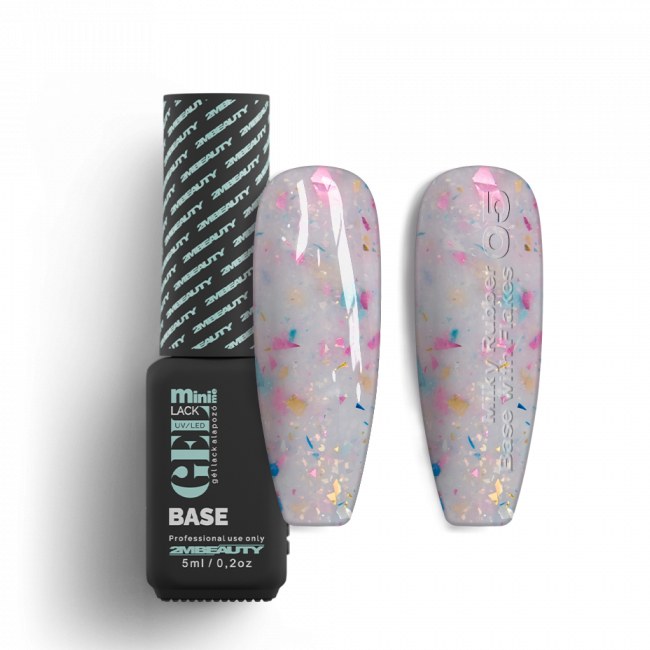 Nailshop Semi GELlack Milky Rubber Base cu Flakes 05
