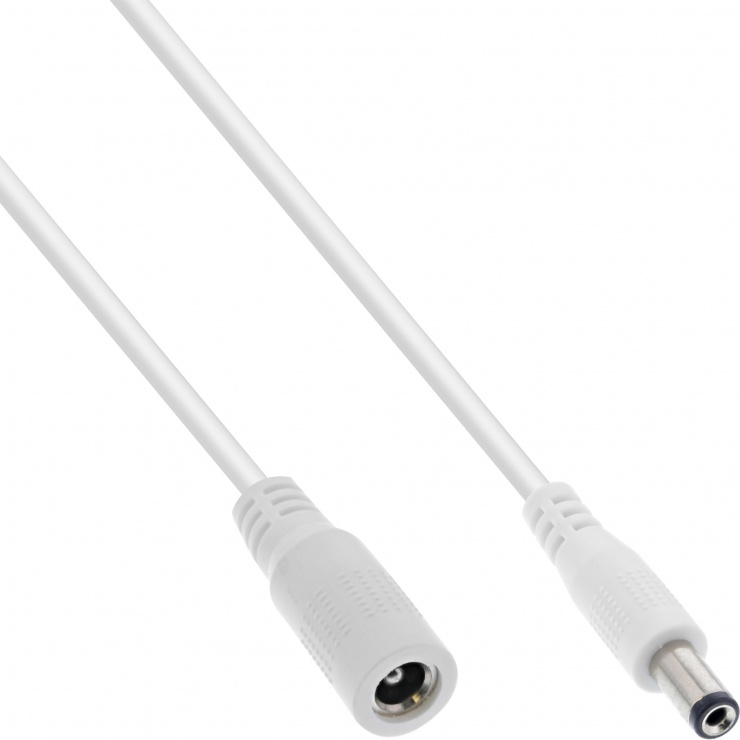 Cablu Prelungitor DC 5.5x2.5mm Inline Alb 1m