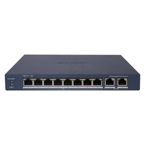 Switch PoE Gigabit Hikvision DS-3E1510P-EI, 8+2 porturi