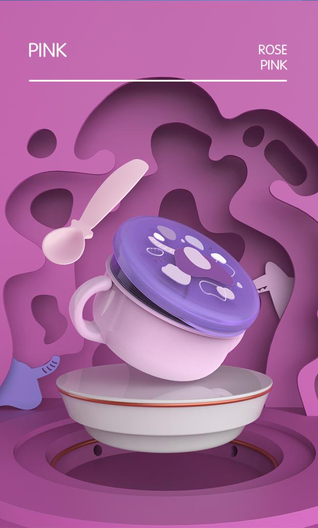 Bol Snackuri 2 in 1 cu Linguriță, Mov - U-Grow - imagine 5