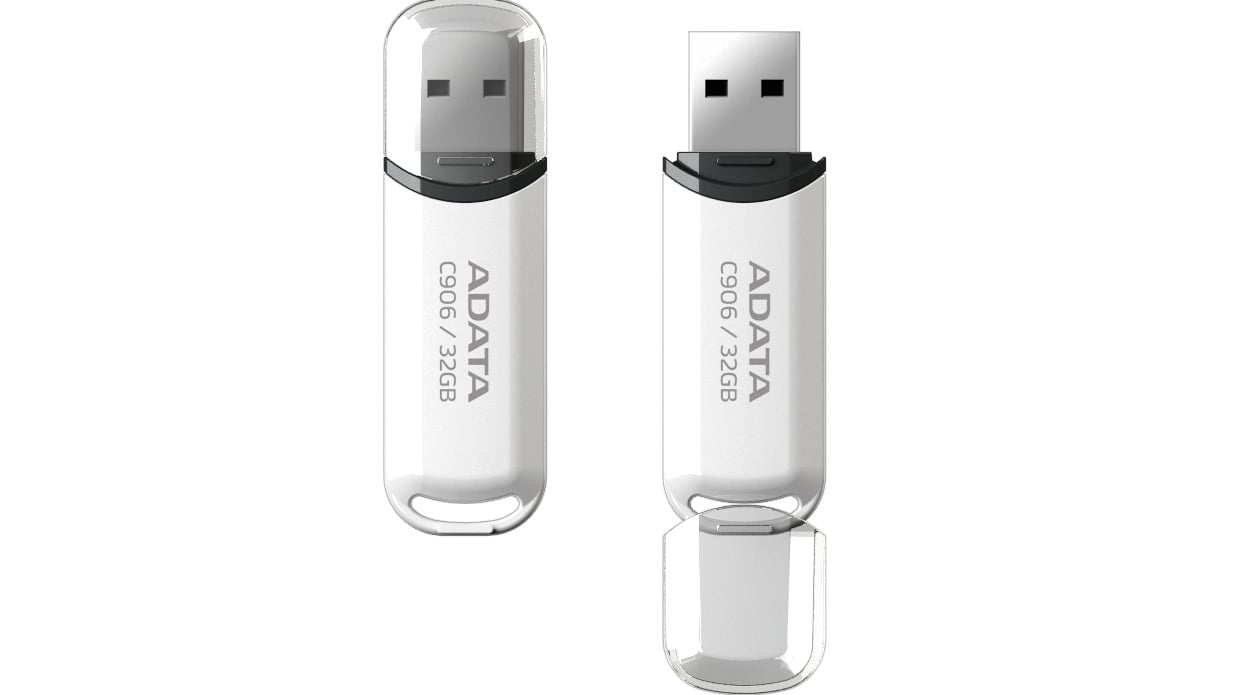 Stick memorie USB 32GB ADATA C906, AC906-32G-RWH, USB 2.0, capac atasat, culoarea alba