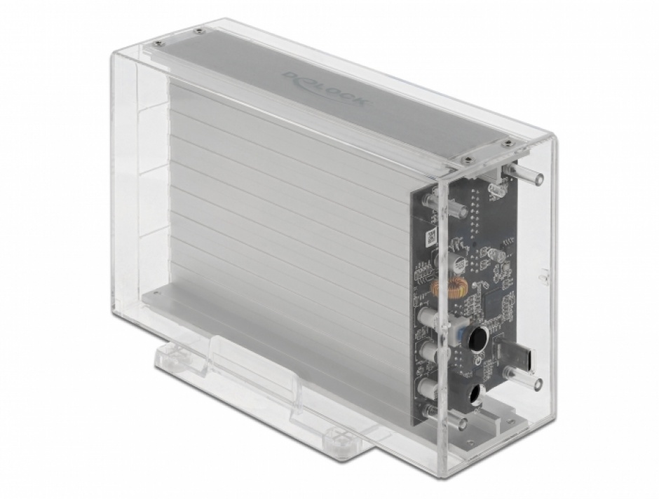 Rack USB-C 3.1 2x3.5" SATA Delock Transparent
