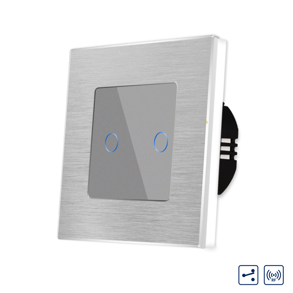 Intrerupator Touch Dublu RF433, Aluminiu/Sticla LUXION - imagine 13
