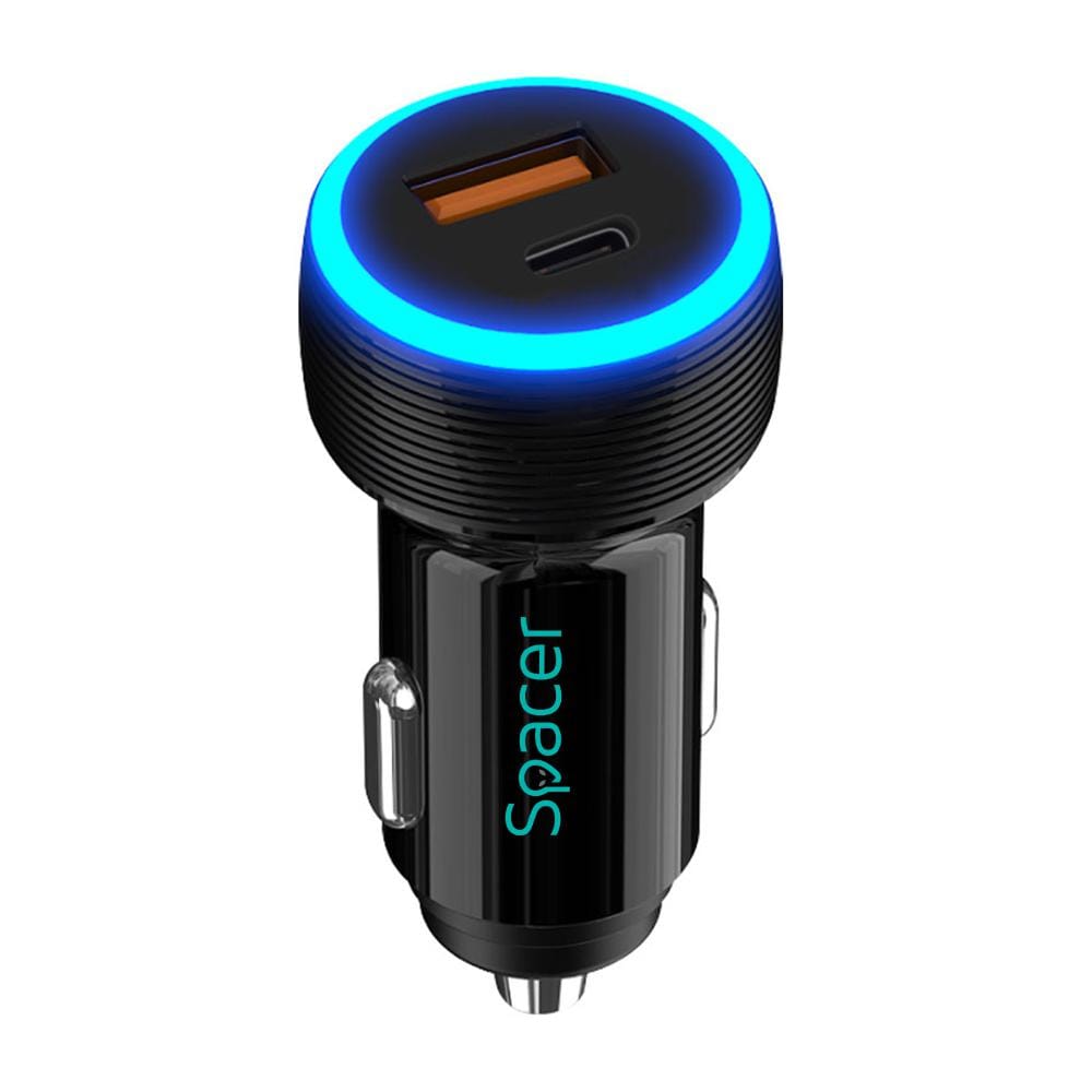 Alimentator Auto Spacer Quick Charge Dual USB - Negru - imagine 5