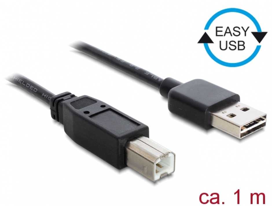Cablu USB 2.0 Reversibil Delock, 1m