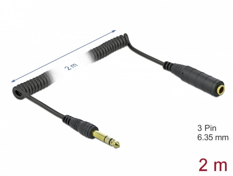 Cablu Prolongitor Jack 6.35mm 2m Delock