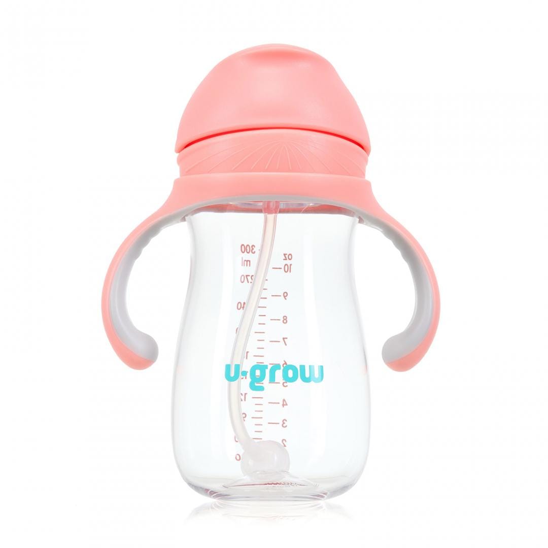 Cana cu Pai Tritan 300ml Roz U-Grow - Anti-Scurgere - imagine 3