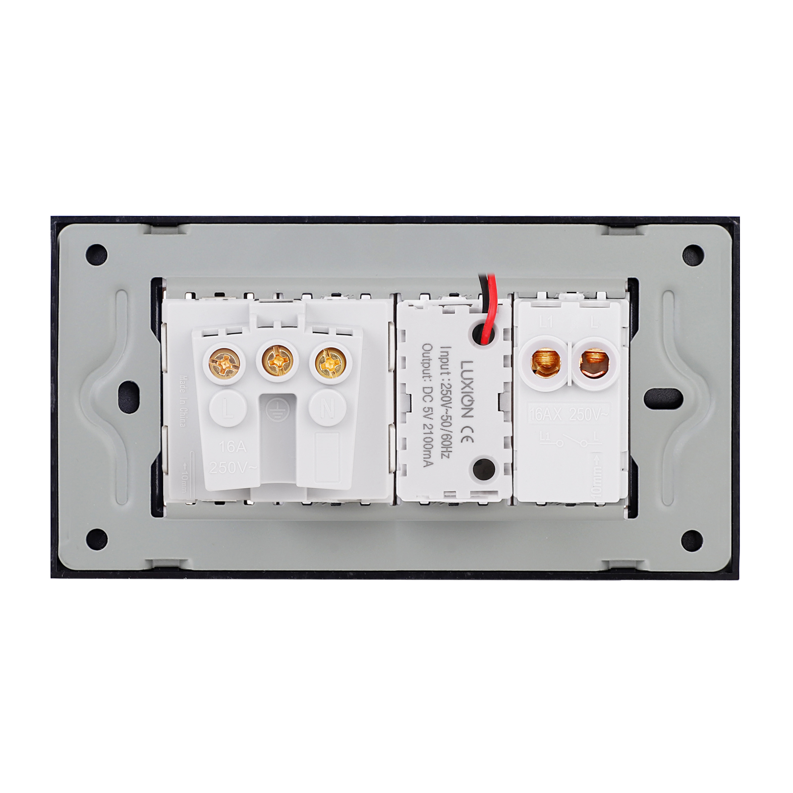 Intrerupator + Priza USB A+C + Schuko cu Rama Sticla LUXION - imagine 8