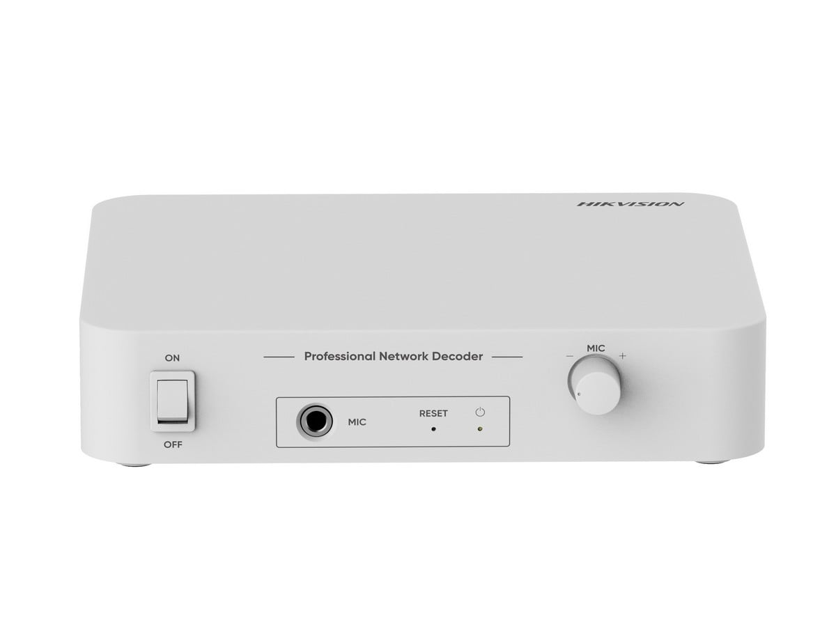 Decoder audio IP adresare publica Hikvision DS-QAE1DG1, 6W, 24VDC, MIC 6.3mm, RCA, TTS, 80 Hz- 20 kHz, broadcast programat