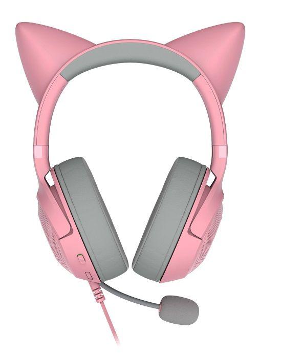 Casti Gaming Razer Kraken Kitty V2 Quartz Edition USB Roz - imagine 2