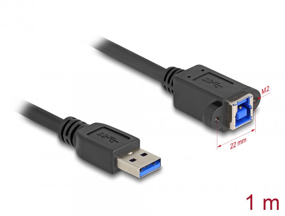 Cablu USB 5 Gbps Delock, 1m, Negru