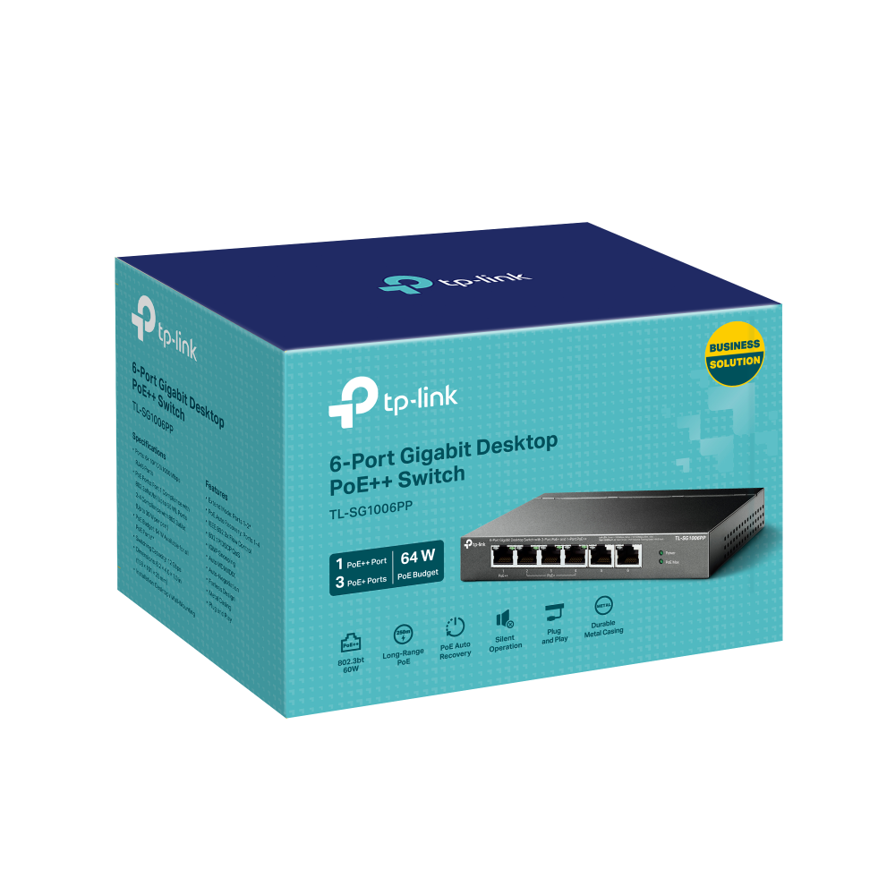 Switch PoE TP-Link TL-SG1006PP 6 Porturi Gigabit 64W PoE++ - imagine 4