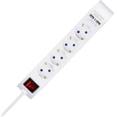 Prelungitor V-TAC 5 cai + 2USB, 1.4m