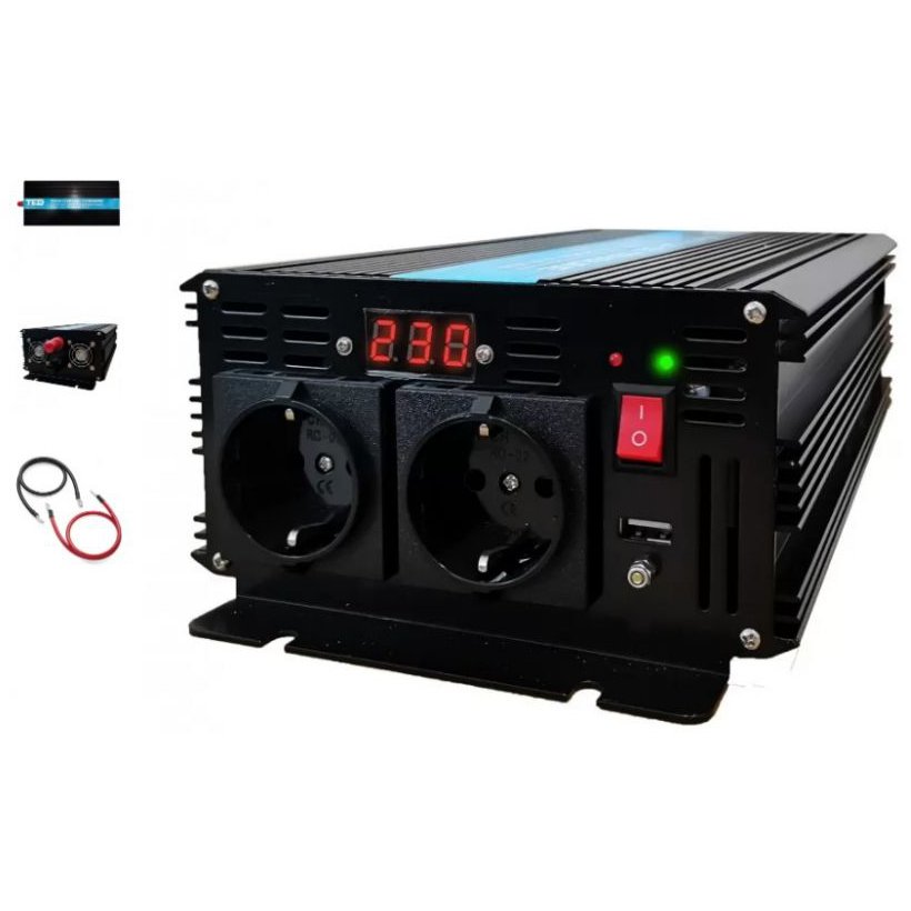 Invertor 12V-230V 1500W Undă Sinusoidală Pură Ted
