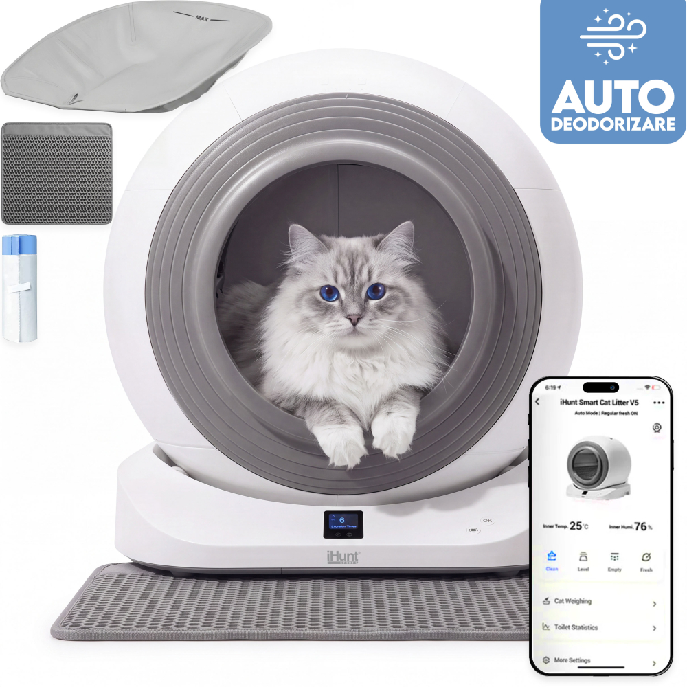 Litiera Automata iHunt V5 cu Spray si Wi-Fi - imagine 2