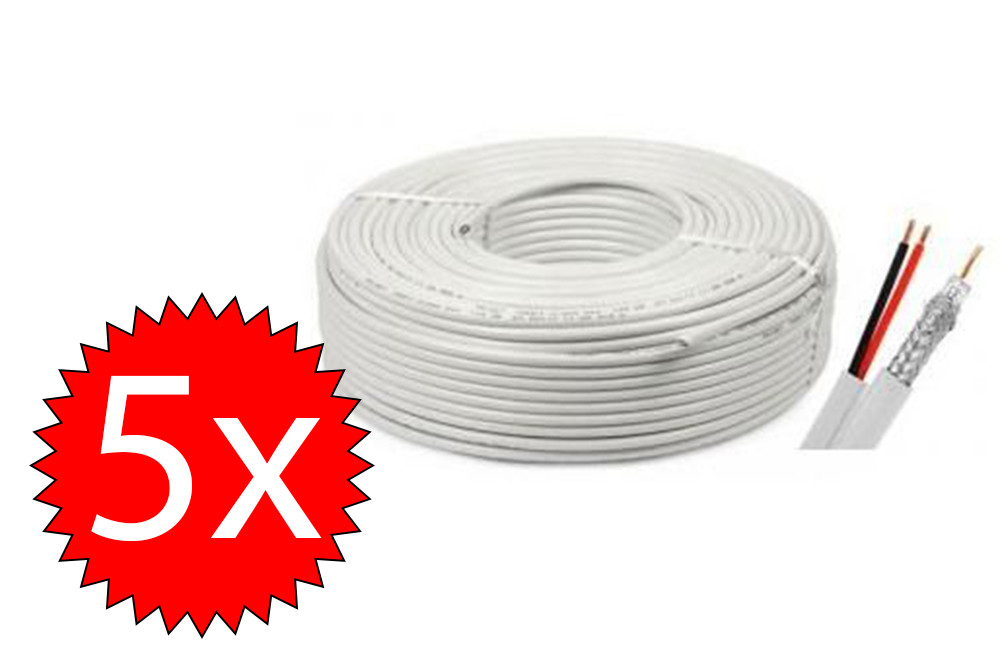 5 ROLE Cablu TWIN Coaxial CCA RG6 + 2x0,75mm 100M Safer