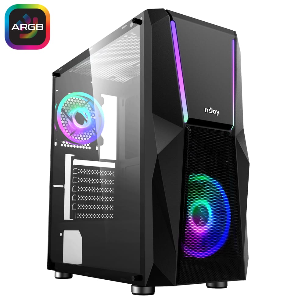 Carcasă PC NJOY Fort Mid Tower ATX Negru - Răcire Optimă - imagine 5