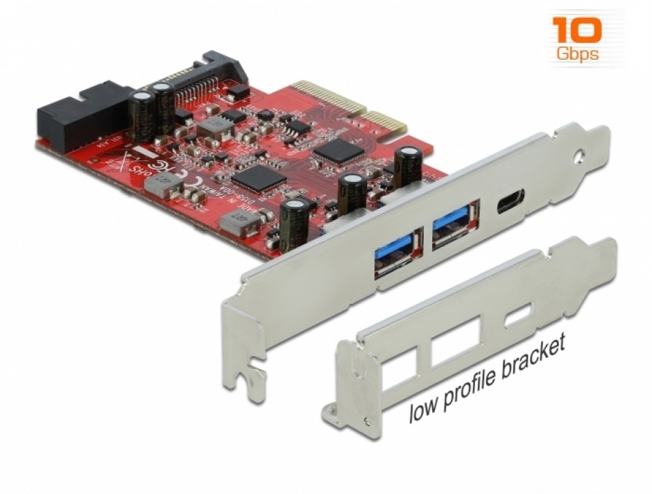 Placă PCI-E Delock 3x USB 3.2, 10 Gbps