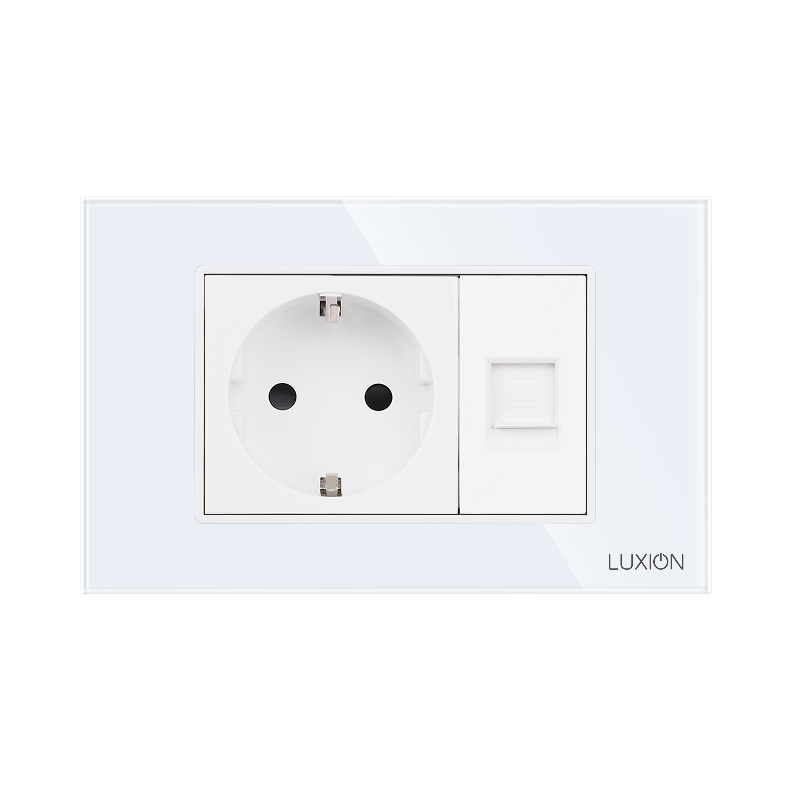 Priza Schuko + Priza Internet cu Rama Sticla LUXION 3M - imagine 2