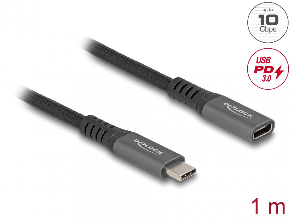 Cablu USB-C Delock 10Gb, 100W, 1m