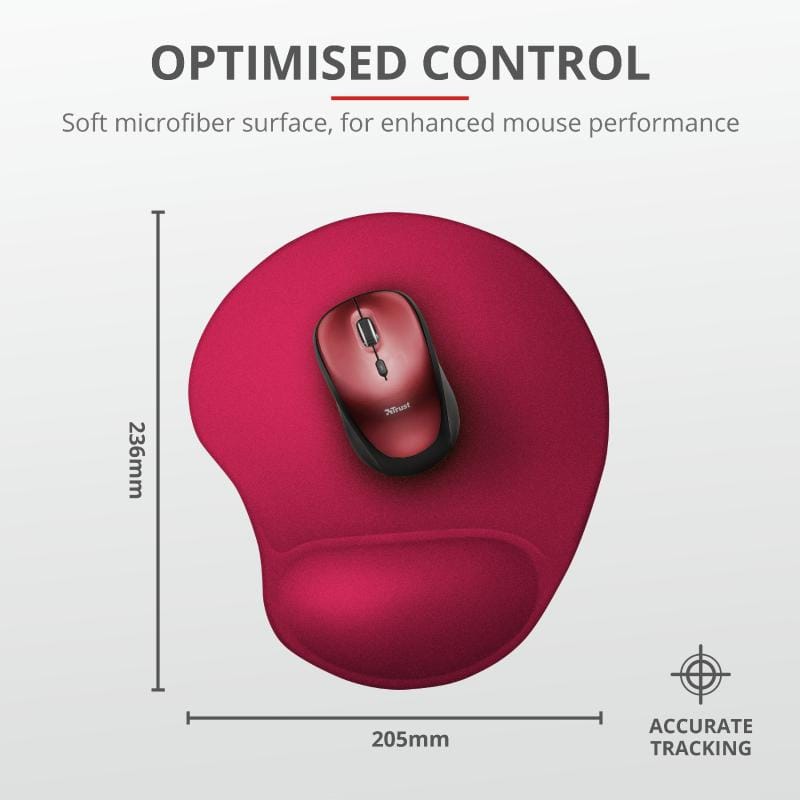 Mouse Pad Trust Big Foot cu Gel - Suport Încheietură, Roșu - imagine 8