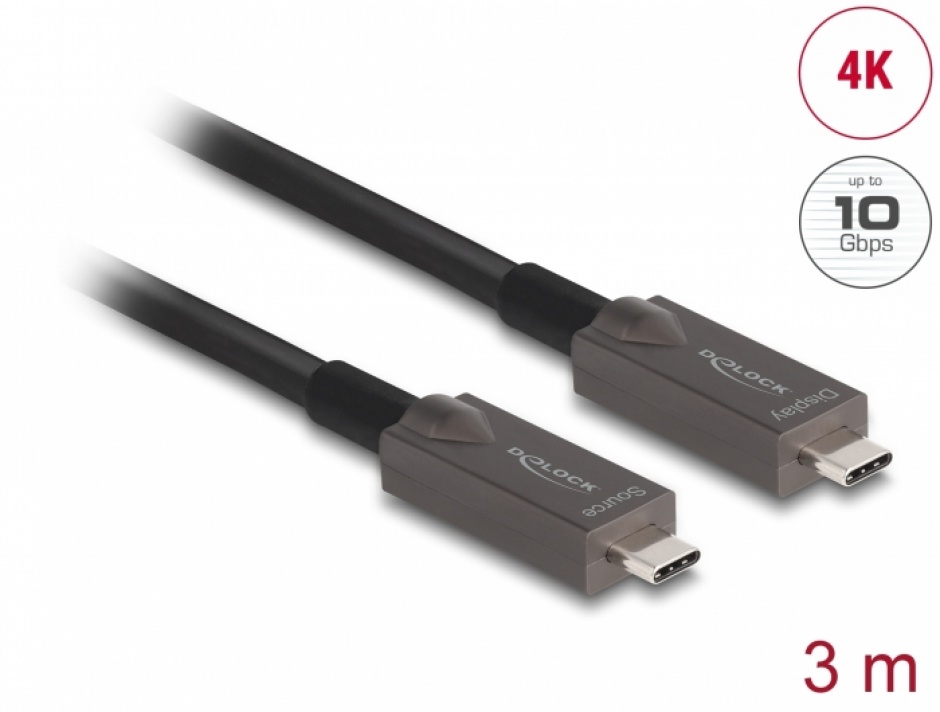 Cablu Optic USB-C Delock 3m, 4K@144Hz