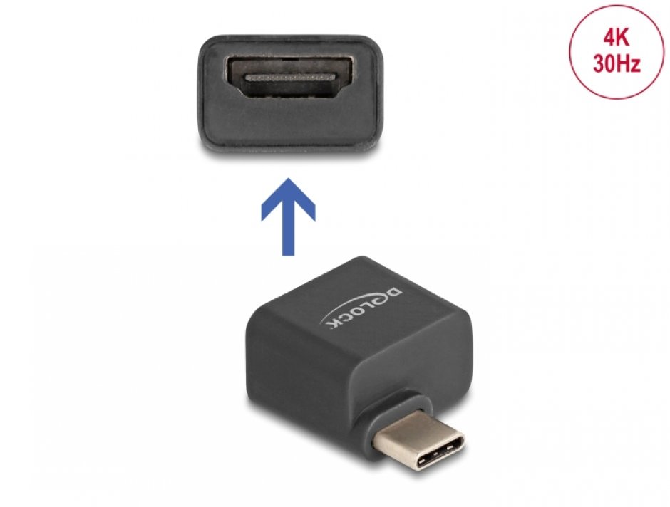 Adaptor Delock USB-C la HDMI 4K, Negru