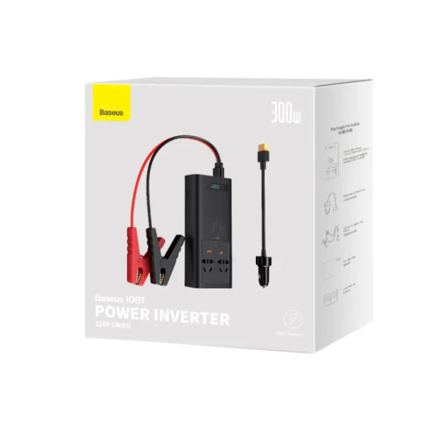 Invertor Auto Baseus 300W 220V, Negru - imagine 7