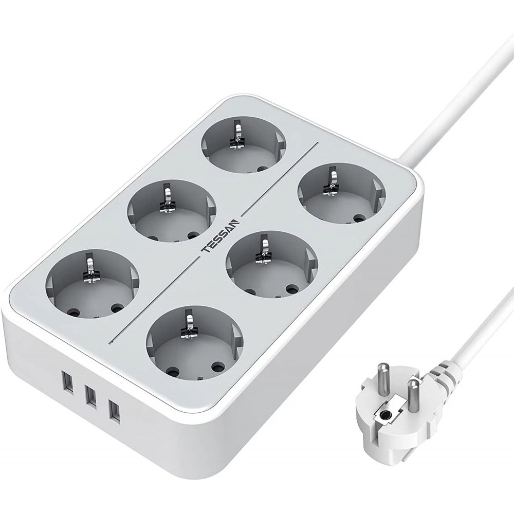 Prelungitor Tessan TS-303, 6 Prize + 3 USB, 2m
