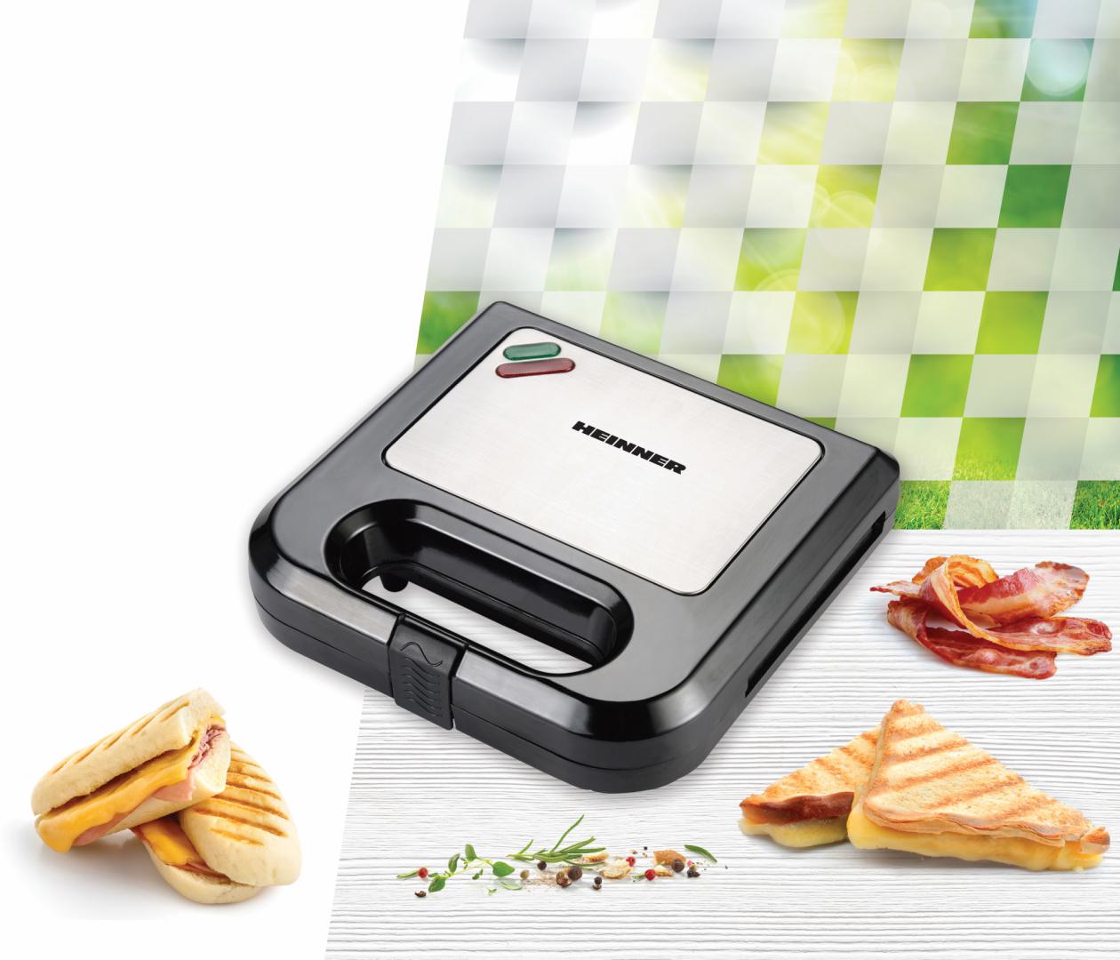 Sandwich Maker Heinner 750W - Plăci Grill Antiaderente - imagine 3