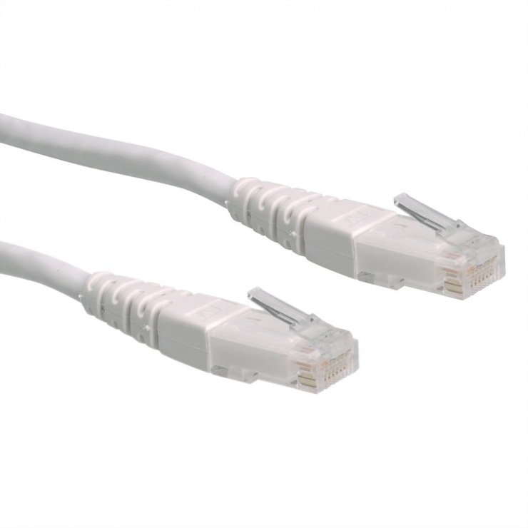 Cablu Roline UTP Cat.6 Alb 0.3m, Conectare Rapidă