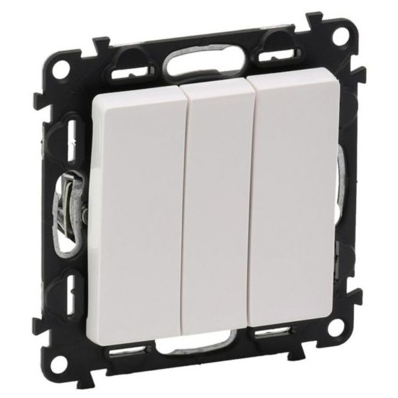 Întrerupător triplu Legrand 752103, 10AX, 250V, alb