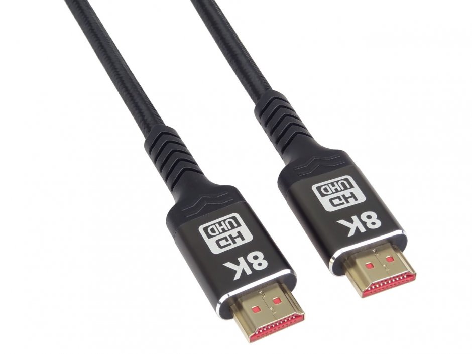 Cablu HDMI 2.1 8K 5m, Negru Brodat