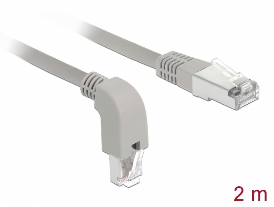 Cablu RJ45 Cat.6A S/FTP 2m Delock, Unghi
