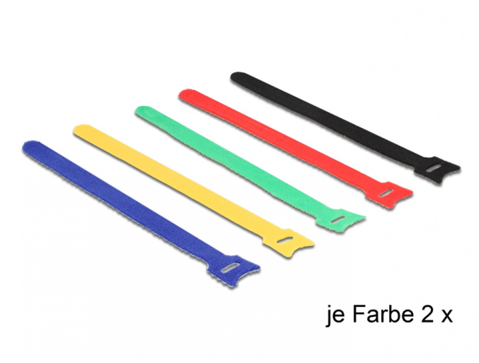 Set 10 curele refolosibile Delock 18636, colorate