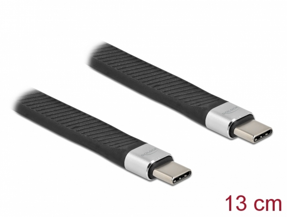 Cablu USB-C Delock 3.2 Gen2 FPC Flat 5A 13cm