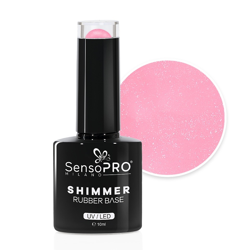 Shimmer Rubber Base SensoPRO Milano - #63 Strawberry Radiance, 10ml
