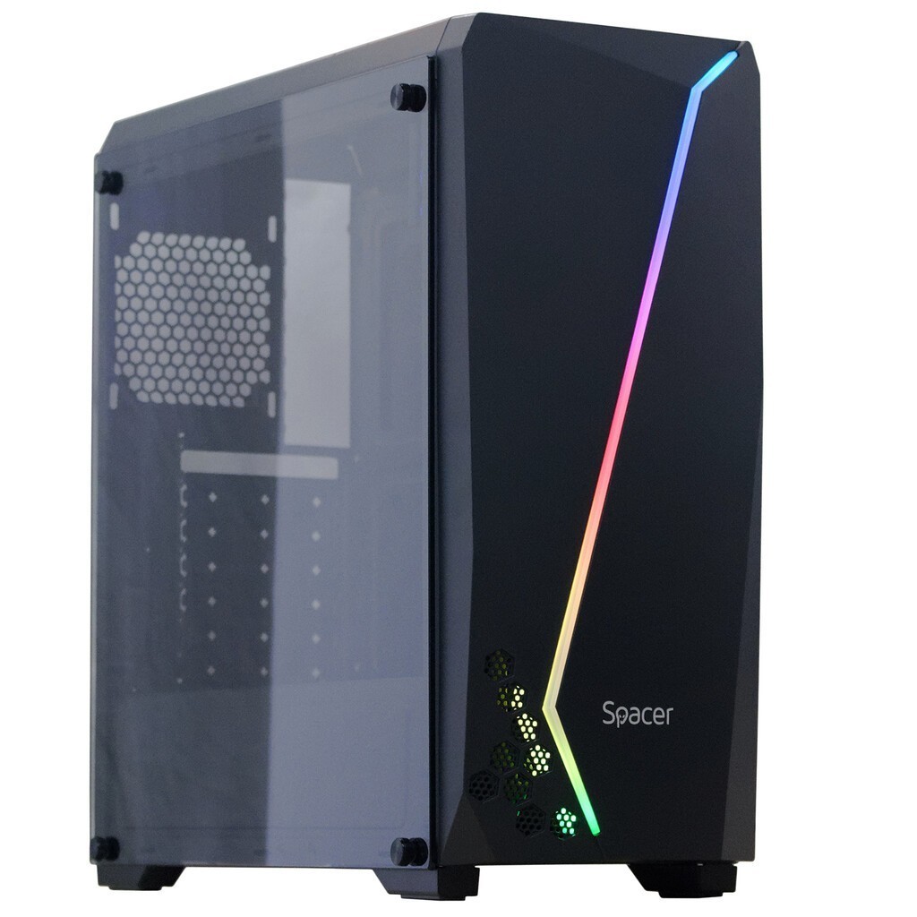 Carcasa Spacer Flash ATX MidTower Gaming - Sticla Securizata - imagine 1