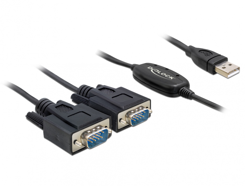 Cablu USB la 2x Serial RS232 Delock, 1.4m