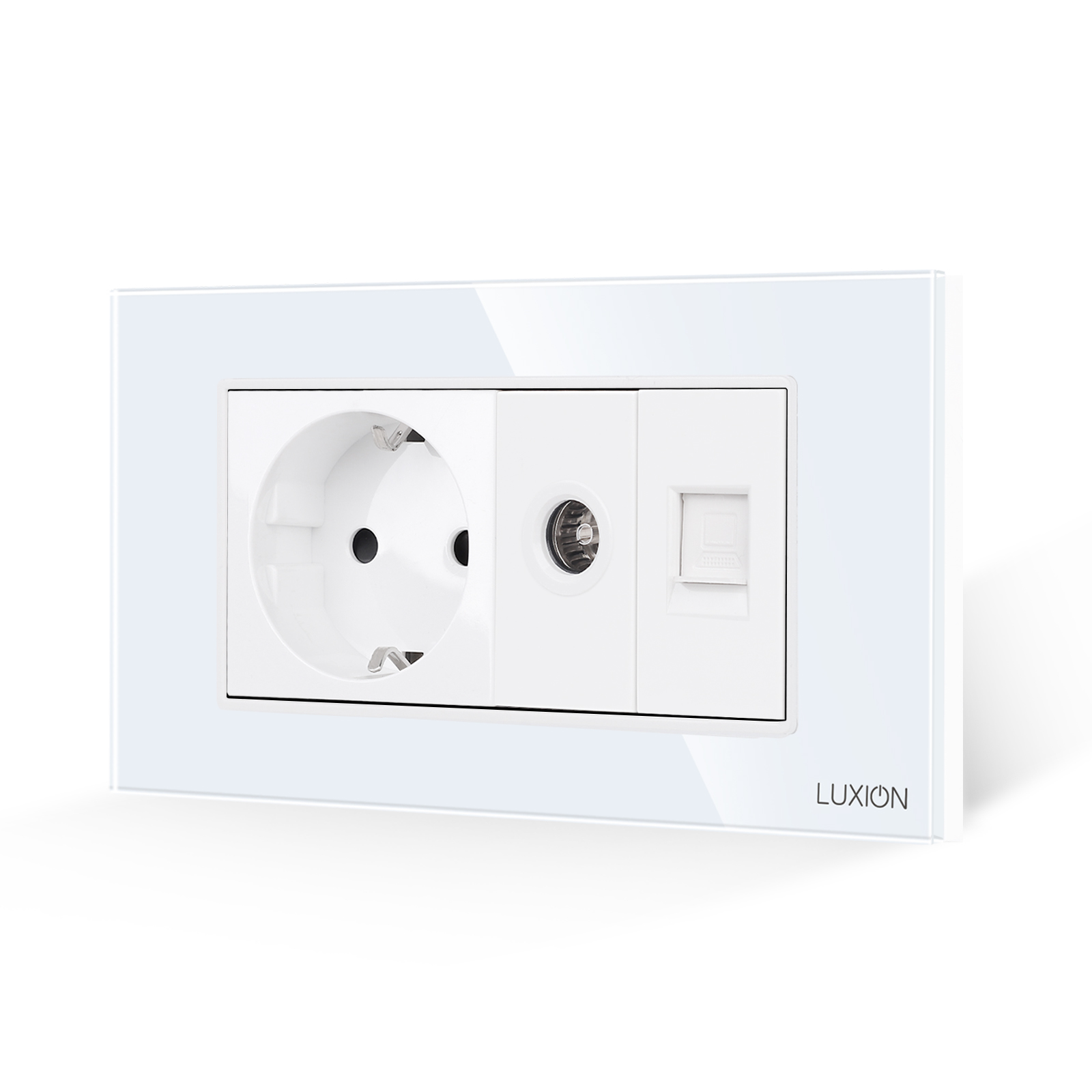 Priza Schuko + TV + Internet Luxion, Rama Sticlă