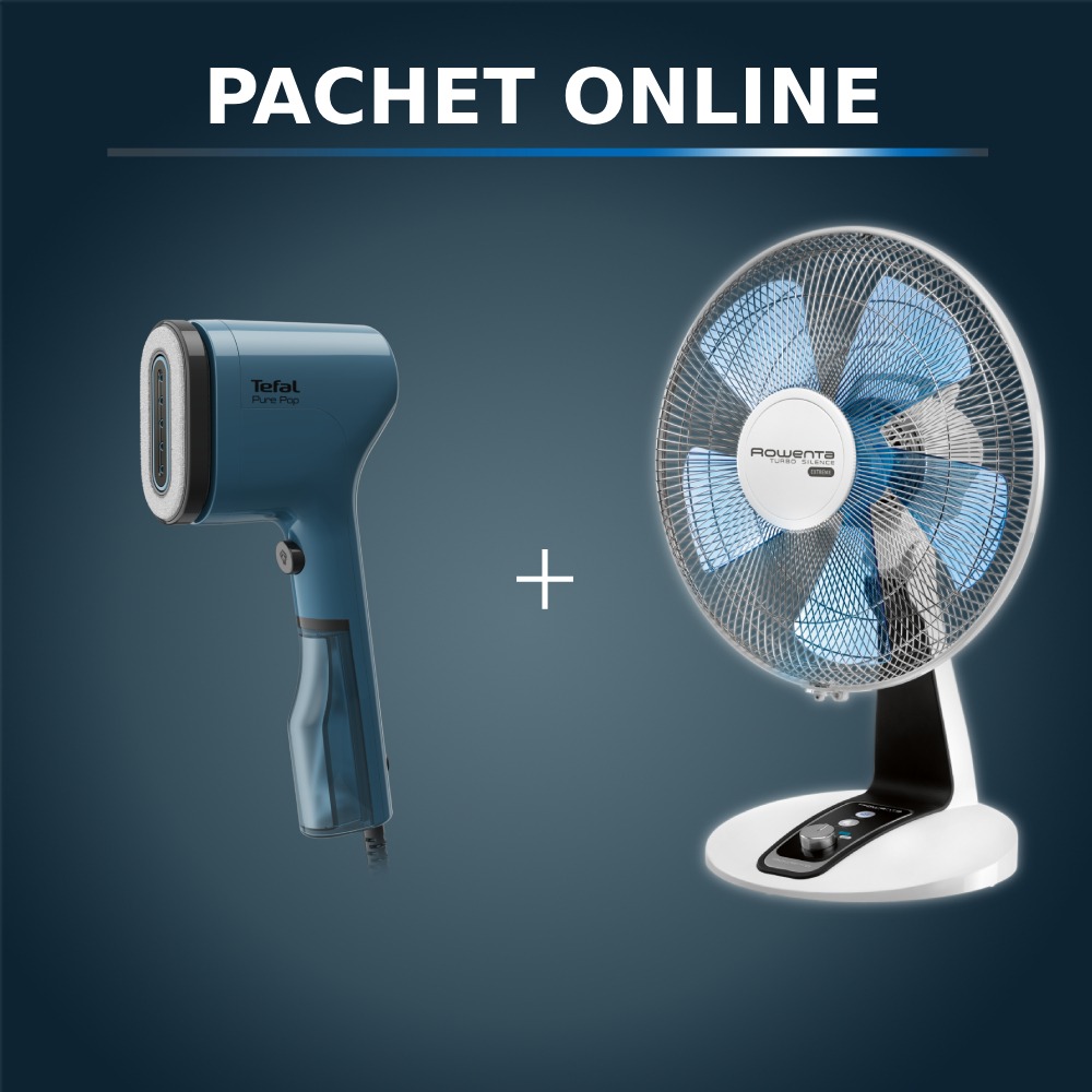 Pachet Rowenta: Călcat vertical + Ventilator