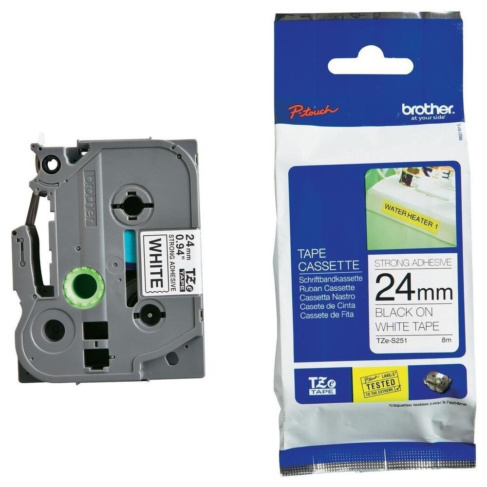 Banda Laminata WB TZS251-WB 24mm x 8m Brother P-Touch