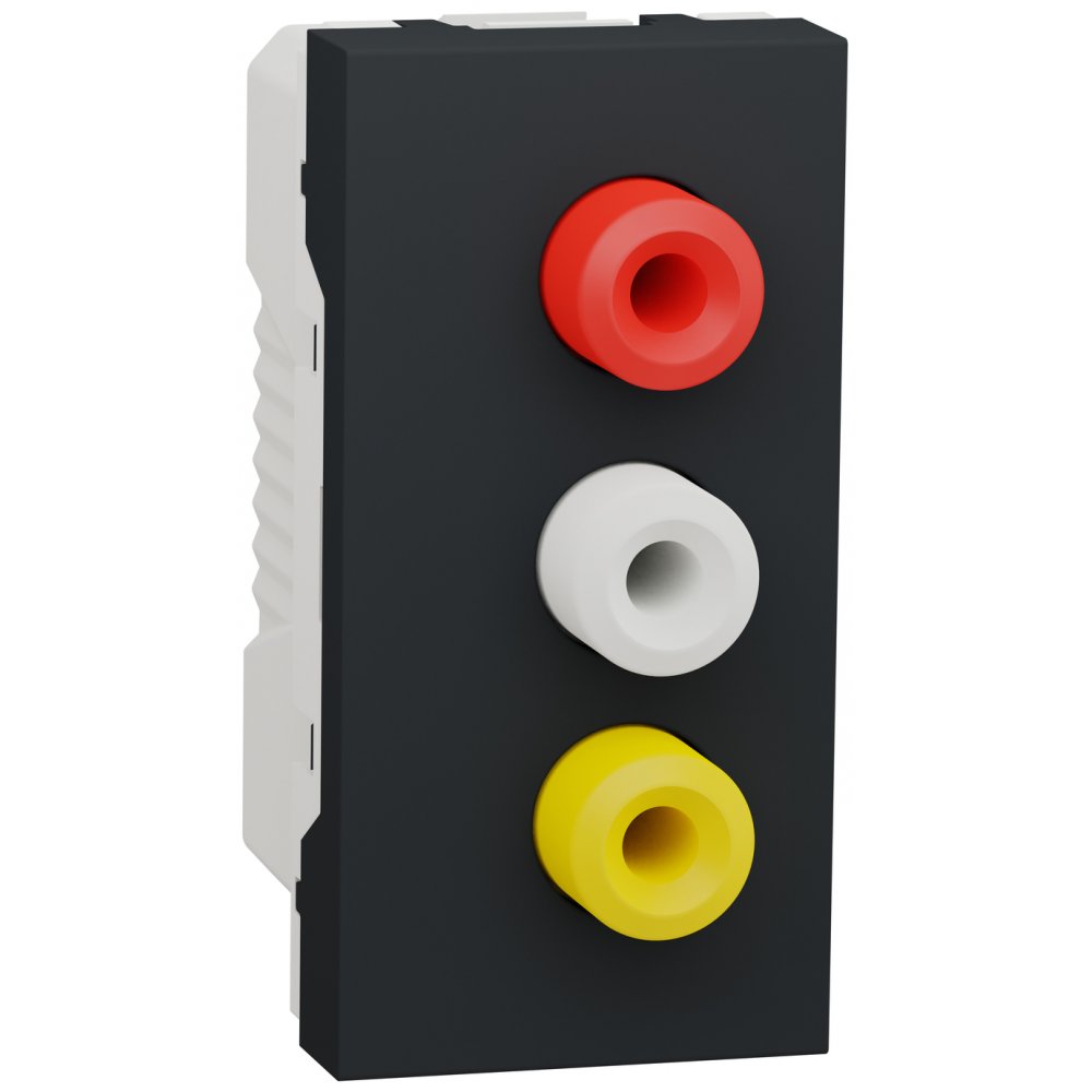 Priza Tripla RCA Schneider Noua Unica, Antracit - imagine 1