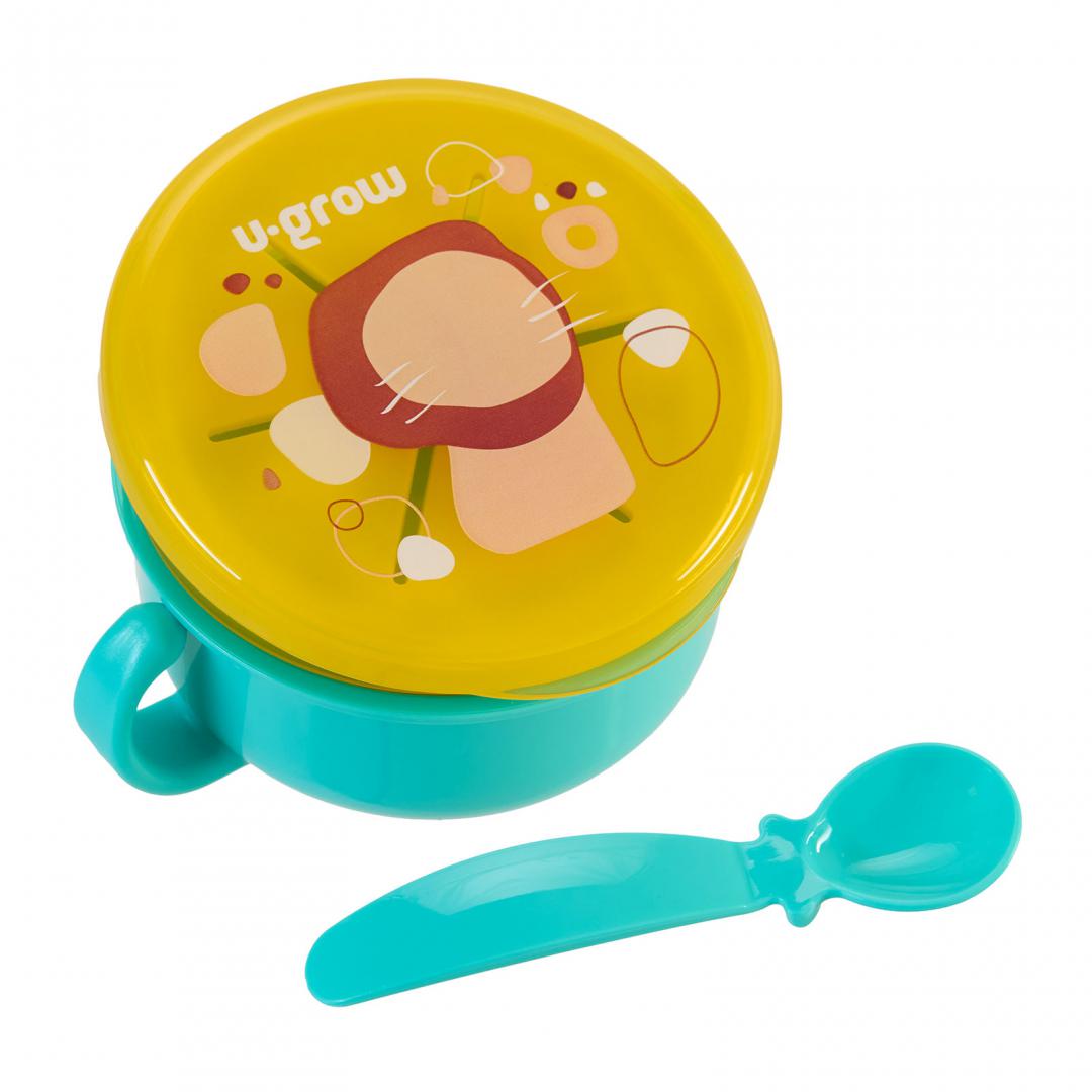 Bol 2 in 1 Snackuri și Linguriță Albastru U-Grow